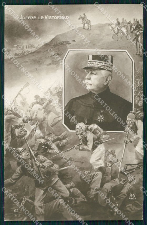 Militari Francesi French Soldiers WWI Joffre Le Victorieux Foto cartolina XF8295 – fronte
