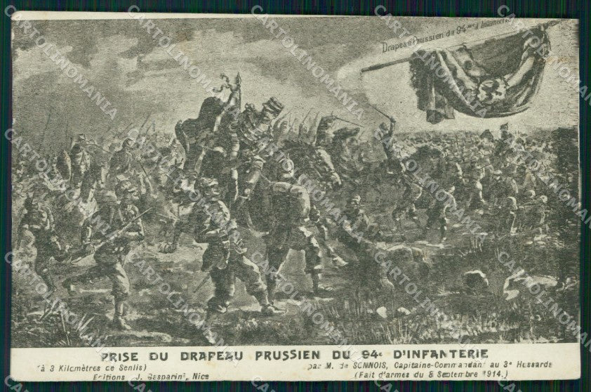 Militari WWI Francesi French Soldiers 94ª Infanterie Hussards cartolina XF8296 – fronte