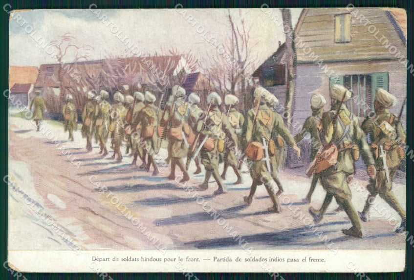 Militari Soldats Hindous WWI Pubblicitaria Rigaud cartolina XF8298 – fronte