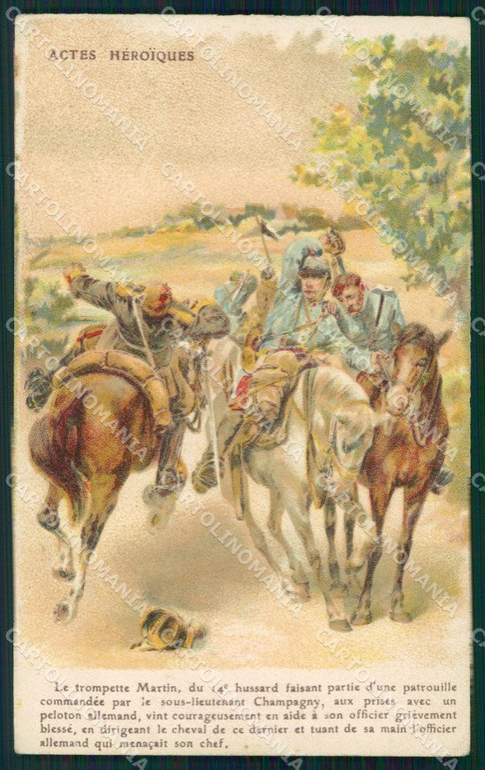 Militari Francesi French Soldiers Hussard PIEGHINA cartolina XF8302 – fronte