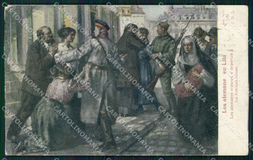 Militari Francesi French Soldiers Propaganda Anti German PIEGHE cartolina XF8306 – fronte
