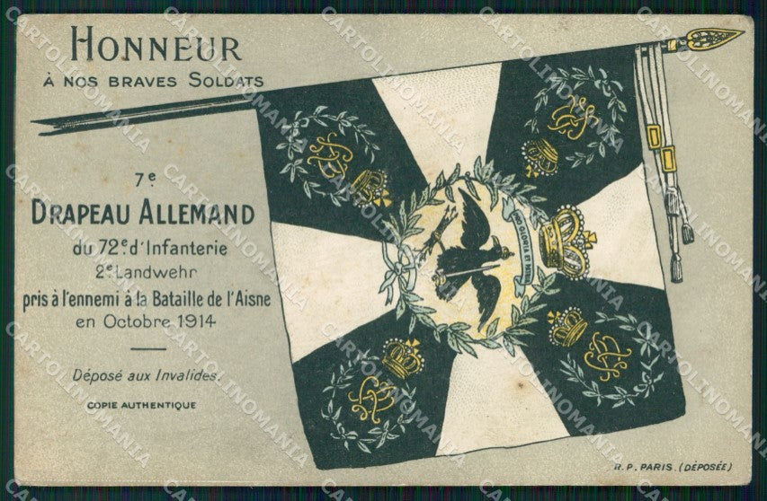 Militari Francesi French Soldiers Propaganda Anti German Aisne cartolina XF8308 – fronte