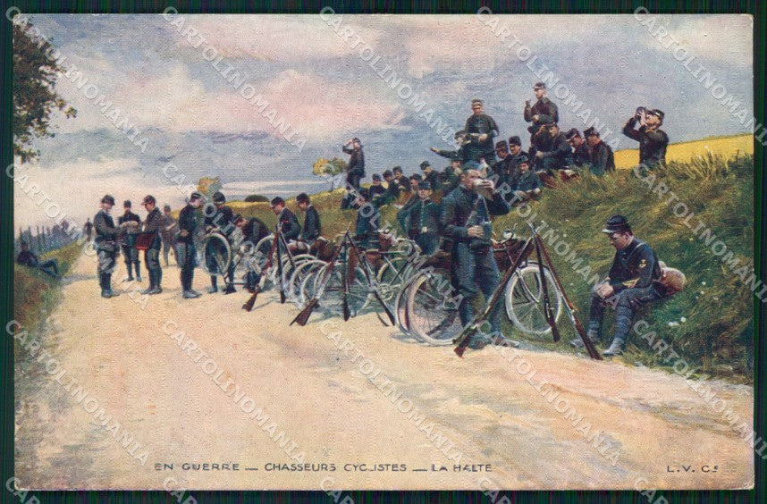 Militari Propaganda WWI France Chasseurs Cyclistes L.V.C. cartolina XF8328 – fronte