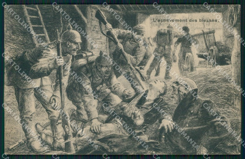 Militari Propaganda WWI Anti German Belgique Belgio ABRASA cartolina XF8352 – fronte