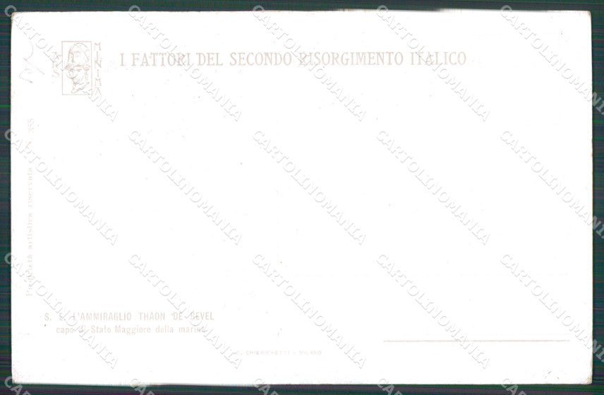 Militari WWI Ammiraglio Thaon Revel Capo Stato Maggiore Marina cartolina XF8359 – retro