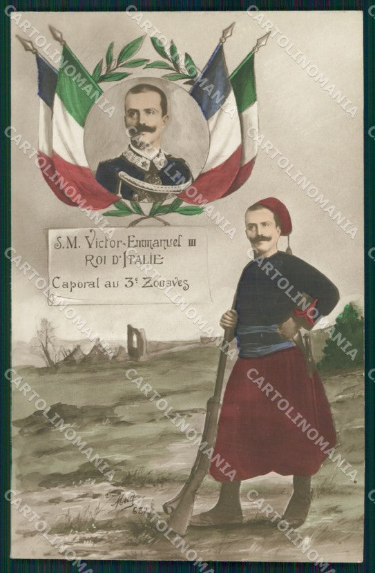 Militari Reali Vittorio Emanuele III Zouaves Fanteria Foto cartolina XF8364 – fronte