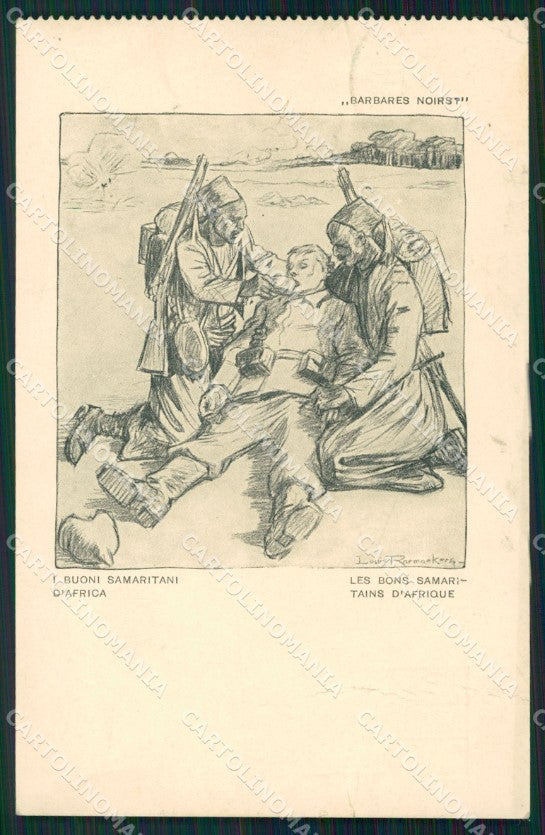Militari Propaganda WW1 WWI Anti German ABRASA Raemaekers cartolina XF8380 – fronte