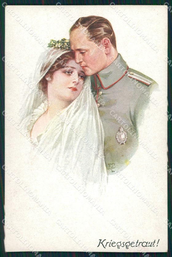Artist Signed WW1 WK1 R L B Soldat Frau Lady serie 4247 cartolina XF8401 – fronte