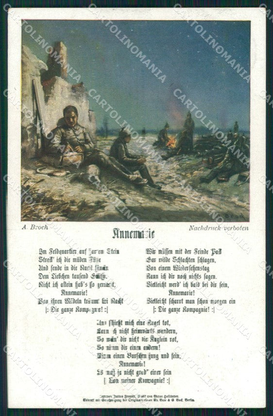 Militari WW1 WWI Propaganda German Soldiers Soldaten AK Broch cartolina XF8415 – fronte