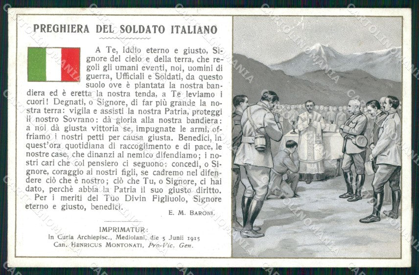Militari WW1 Preghiera del Soldato Italiano cartolina XF8418 – fronte
