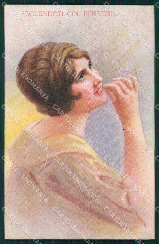 Militari Propaganda WW1 WWI Seguendoti col Pensiero cartolina XF8423 – fronte