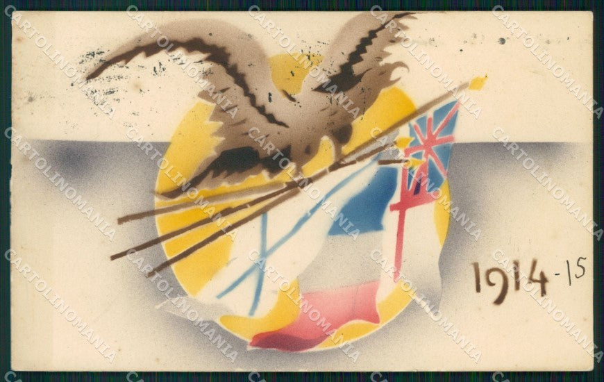 Militari Propaganda WW1 WWI Bandiere Alleati RIFILATA cartolina XF8424 – fronte