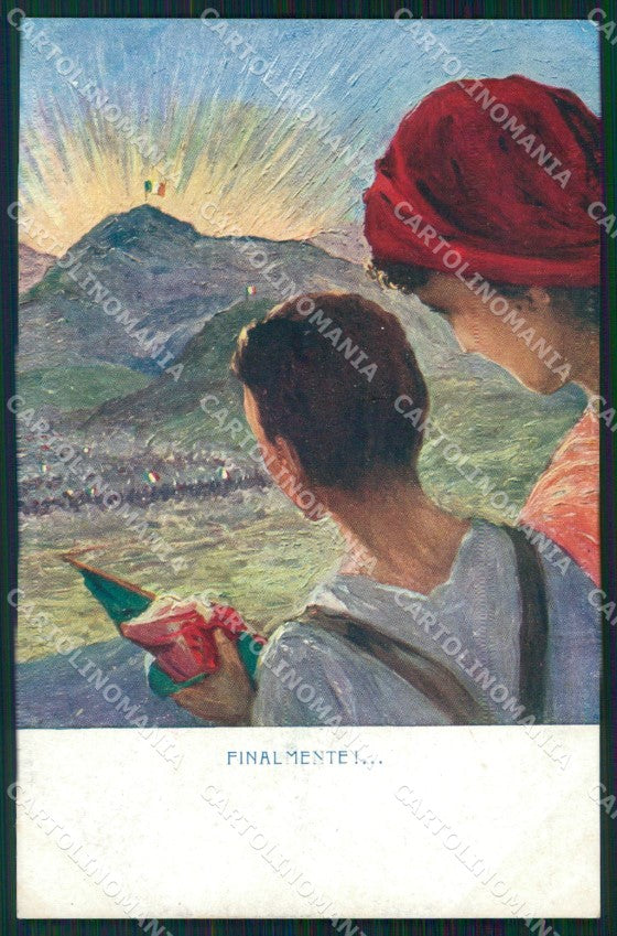 Militari Propaganda WW1 WWI Finalmente Tricolore cartolina XF8433 – fronte