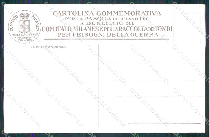 Militari WW1 WWI Pasqua 1916 Comitato Milanese Guerra Salvadori cartolina XF8445 – retro