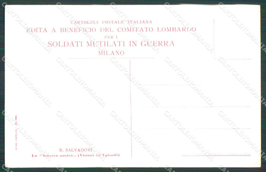 Militari Propaganda WW1 Comitato Lombardo Mutilati Salvadori cartolina XF8446 – retro