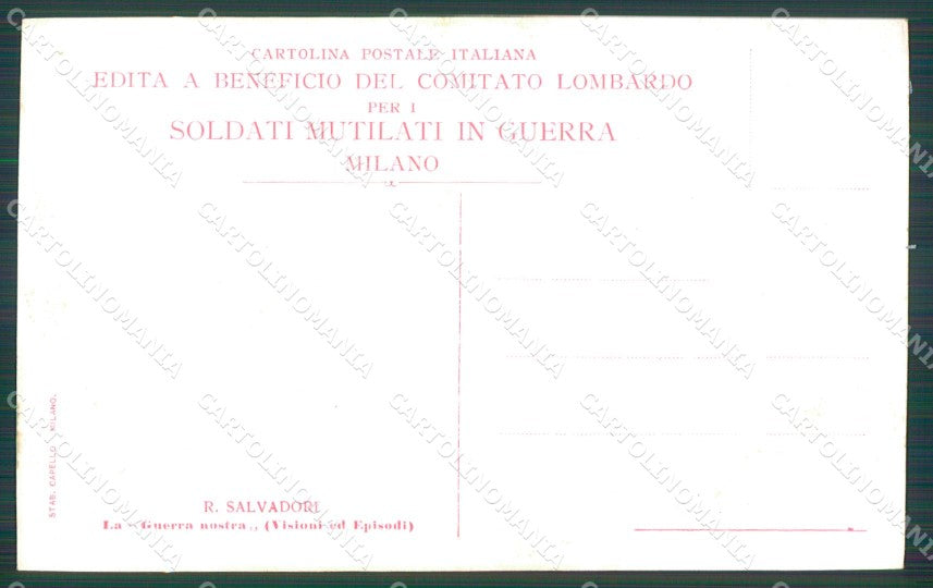 Militari Propaganda WW1 Comitato Lombardo Mutilati Salvadori cartolina XF8447 – retro