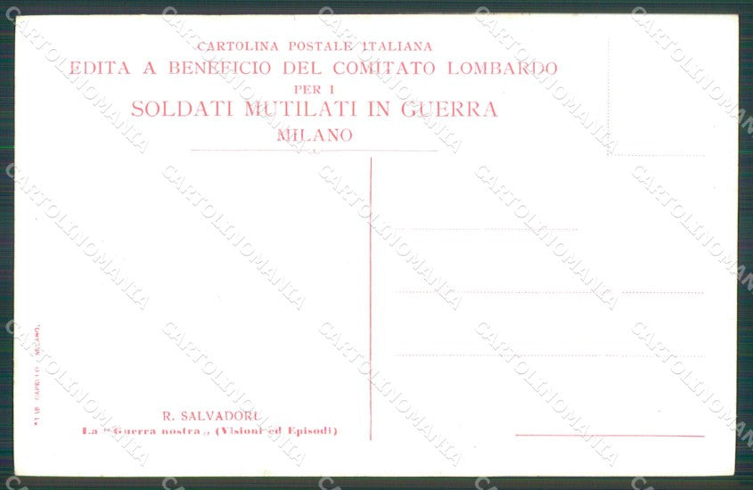 Militari Propaganda WW1 Comitato Lombardo Mutilati Salvadori cartolina XF8448 – retro