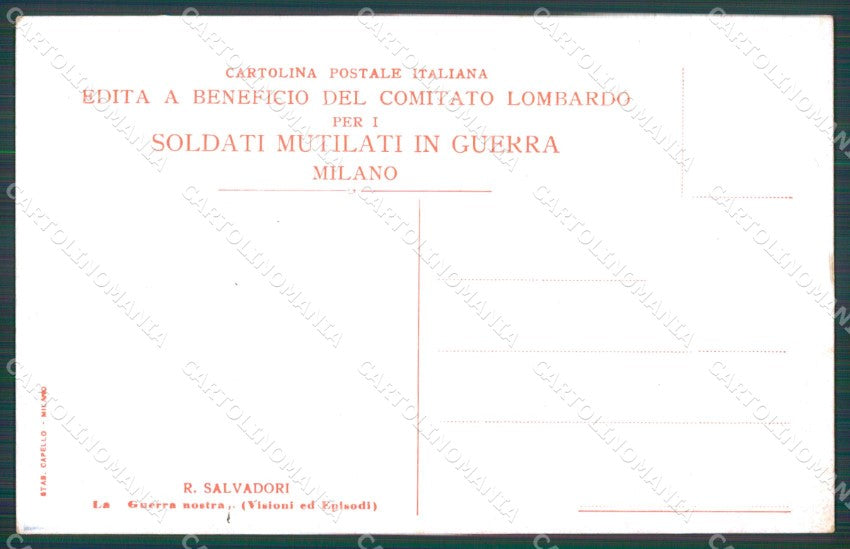 Militari Propaganda WW1 Bersaglieri Salvadori cartolina XF8449 – retro