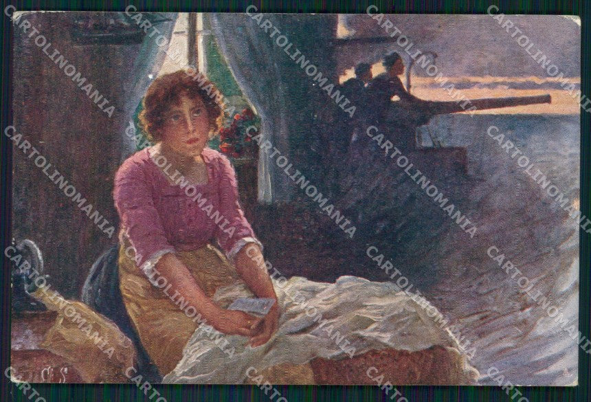 Militari Propaganda WW1 Marina La Fidanzata serie 347 Saccaggi cartolina XF8456 – fronte