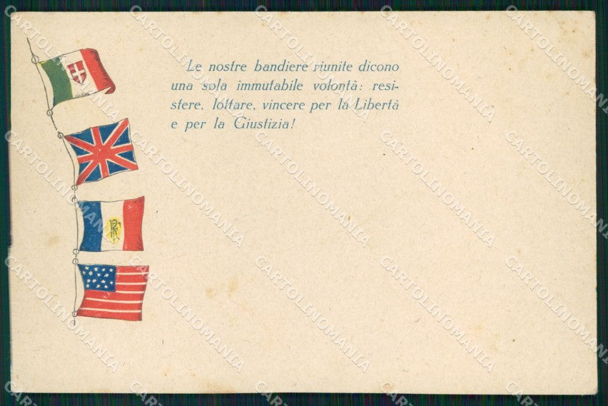 Militari Propaganda WW1 Alleati Bandiere PIEGHINE cartolina XF8479 – fronte