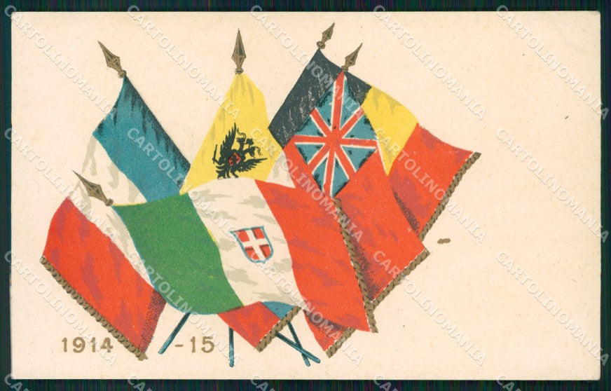 Militari Propaganda WW1 Alleati Bandiere Flags cartolina XF8480 – fronte