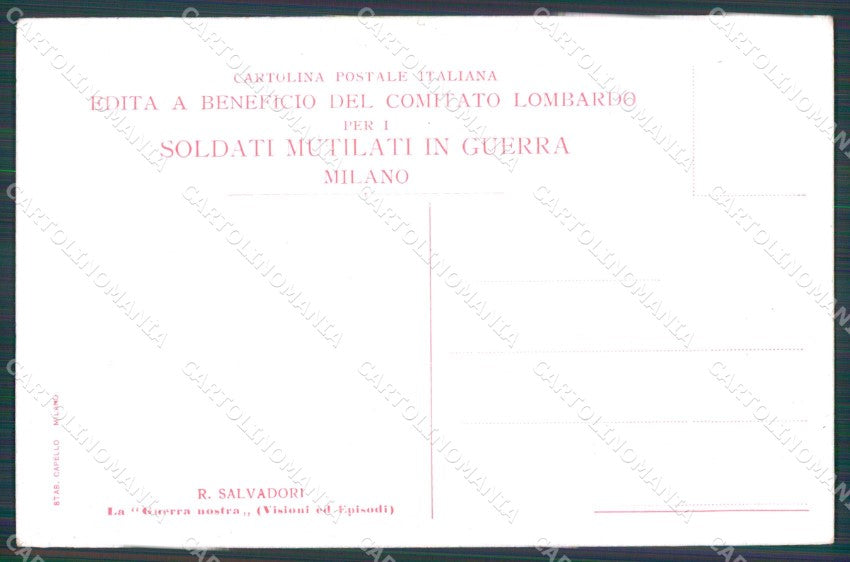 Militari Propaganda WW1 Comitato Lombardo Mutilati Salvadori cartolina XF8493 – retro