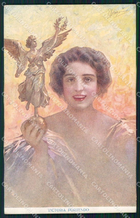 Militari Propaganda WW1 WWI Vittoria Lady Guerzoni serie 1004-5 cartolina XF8501 – fronte