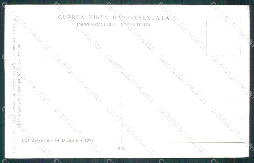 Militari WW1 WWI Col Berretta Dicembre 1917 1018 Sartorio cartolina XF8507 – retro