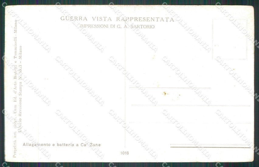 Militari WW1 WWI Allagamento e Batteria a Ca Zane 1016 Sartorio cartolina XF8509 – retro
