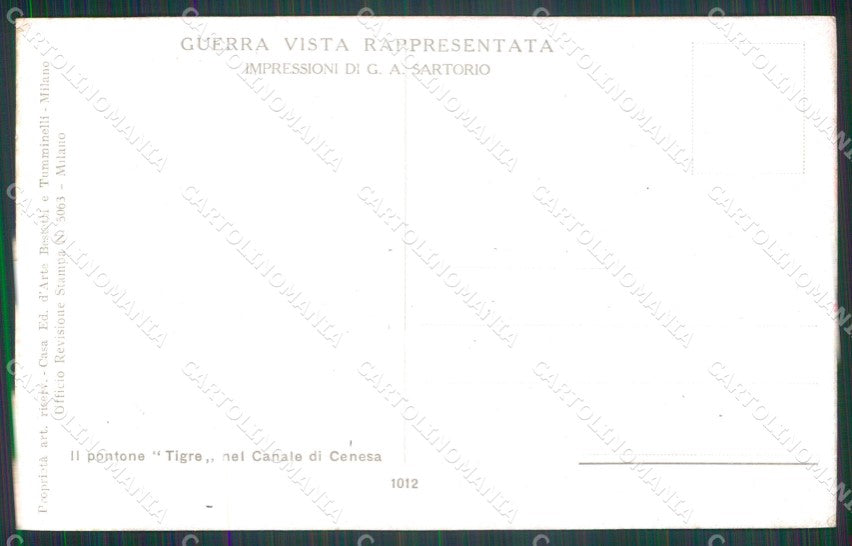 Militari WW1 WWI Canale Cenesa Pontone Tigre 1012 Sartorio cartolina XF8513 – retro