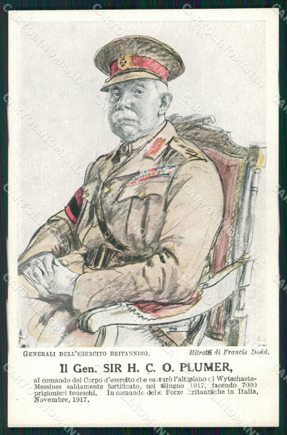 Militari WW1 WWI Generali Esercito Britannico Plumer Dodd cartolina XF8523 – fronte