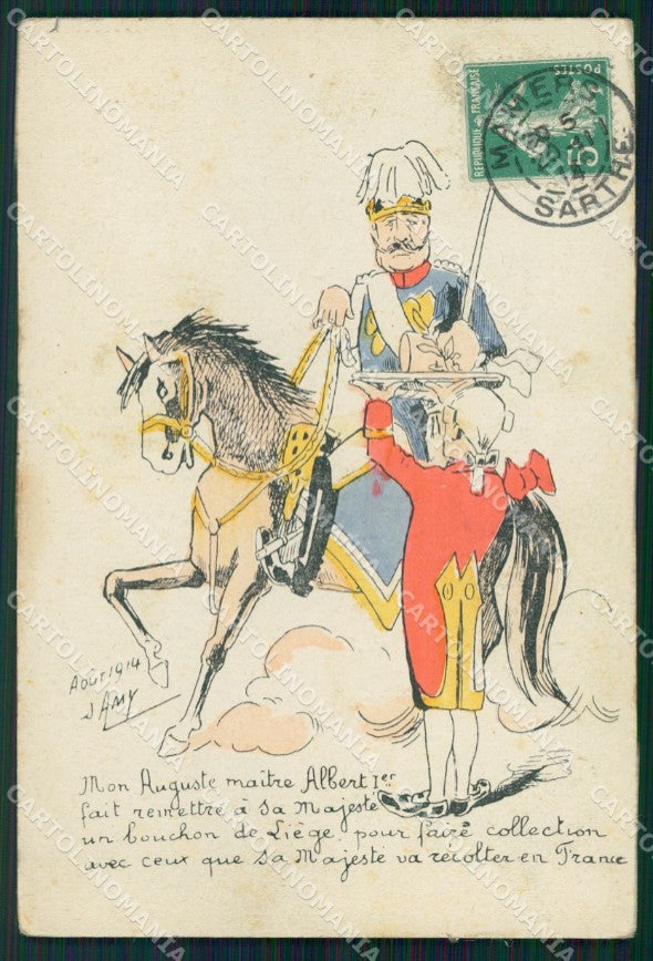 Militari WW1 WWI Propaganda Anti German France d'Amy cartolina XF8550 – fronte