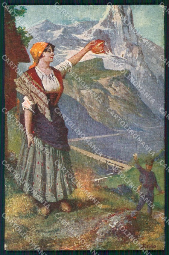 Militari WW1 WWI Propaganda Alpini cartolina XF8564 – fronte