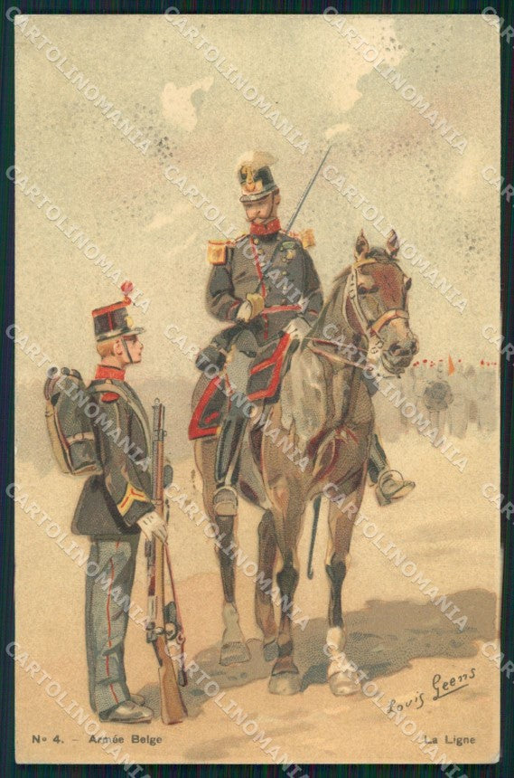 Militari Belgio Belgian Army Military Art by Louis Geens 4 cartolina XF8618 – fronte
