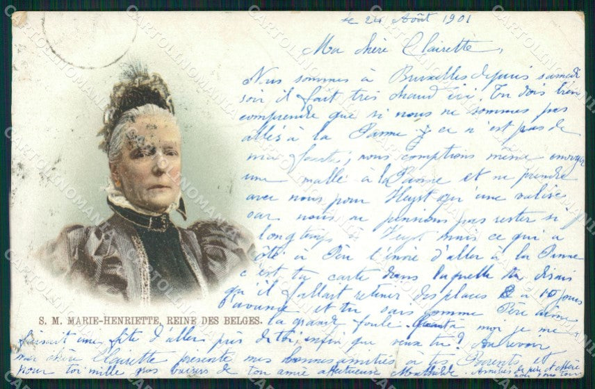 Reali Royalty Belgique Belgio Marie Henriette PIEGHINA cartolina XF8636 – fronte