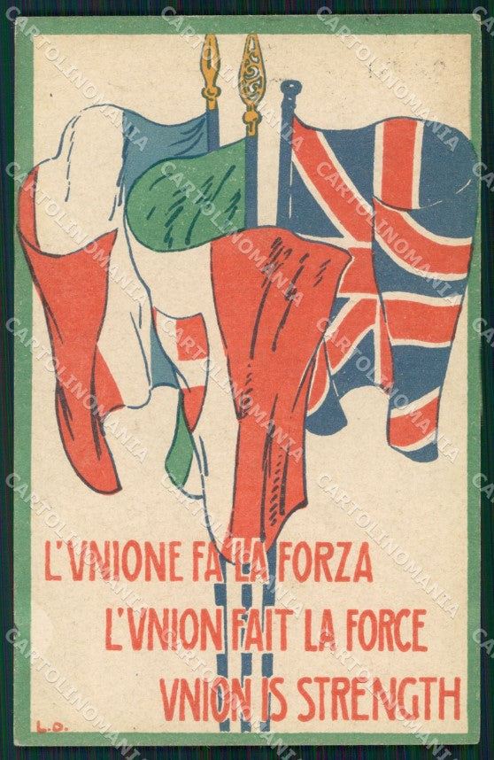 Militari Propaganda WW1 WWI Alleati Bandiere Flags cartolina XF8659 – fronte