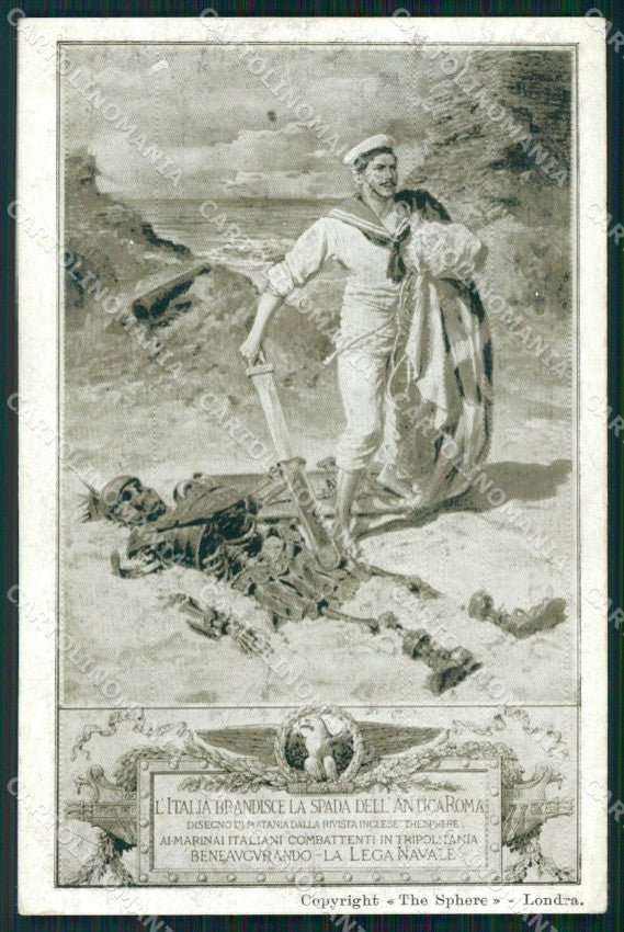 Militari Marina Tripolitania Skull Tricolore cartolina postcard XF8687 – fronte