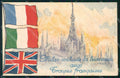 WW1 WWI Propaganda Flags Alleati Tricolore Milano cartolina postcard XF8694 – fronte