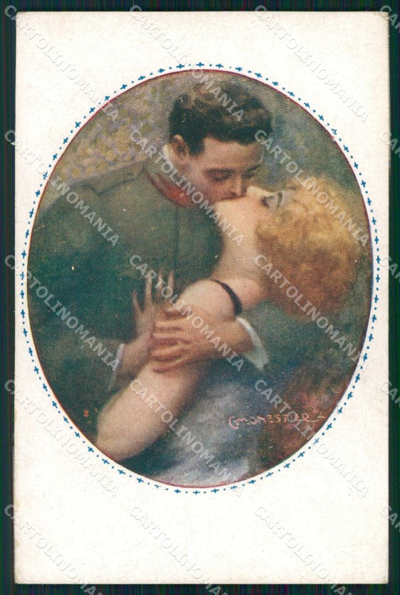 Militari Monestier Coppia Bacio Kissing Couple cartolina postcard XF8696 – fronte