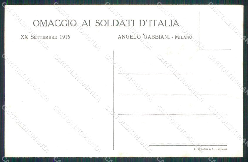 WW1 WWI Propaganda Omaggio Soldati d'Italia Tricolore cartolina postcard XF8705 – retro