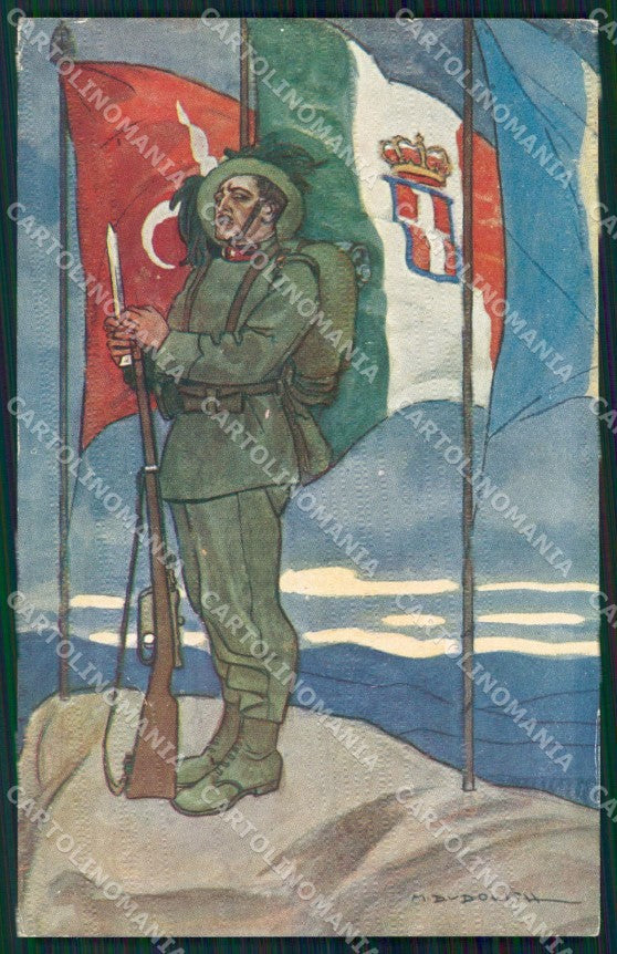 WW1 Propaganda Tricolore Trieste Bersaglieri Dudovich cartolina postcard XF8715 – fronte