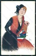 WW1 WWI Propaganda Lady Flag Tricolore cartolina postcard XF8727 – fronte