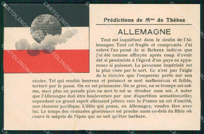WW1 WWI Propaganda Anti German Predictiones de Thebes cartolina postcard XF8735 – fronte
