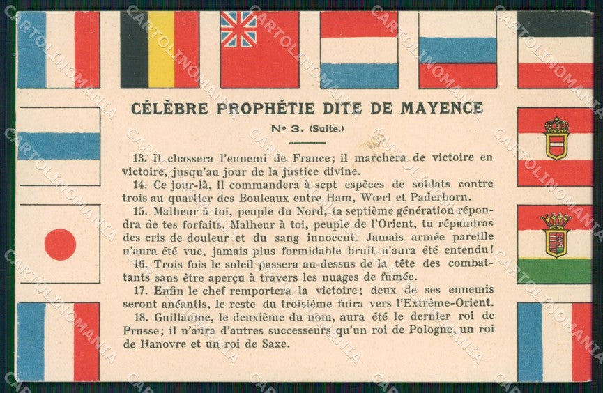 WW1 WWI Propaganda Flags Prophetie dite de Mayence cartolina postcard XF8736 – fronte