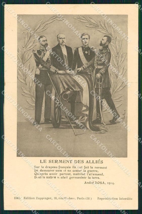 WW1 WWI Propaganda Alleati Russia Czar Royalty cartolina postcard XF8745 – fronte