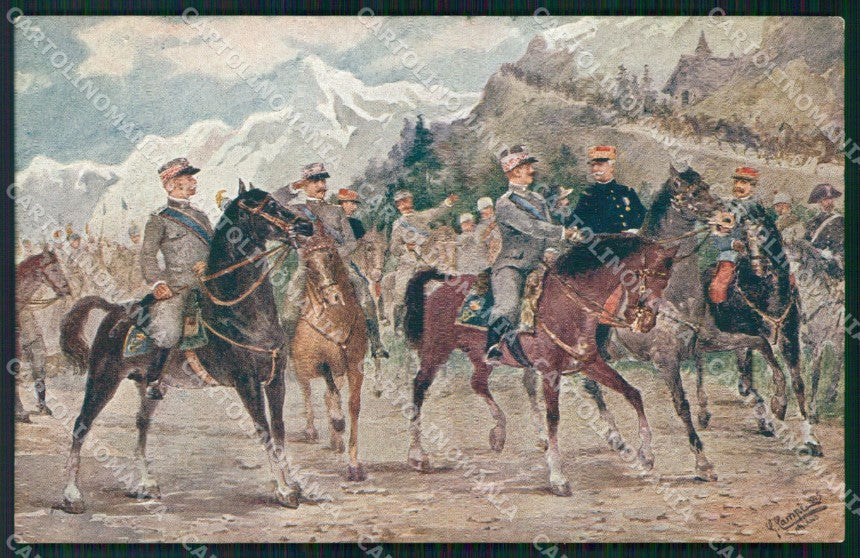 WW1 WWI Propaganda Joffre Savoia Horses Militari cartolina postcard XF8750 – fronte