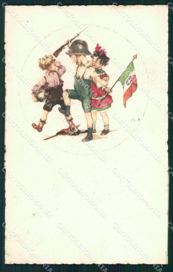 WW1 WWI Propaganda Fanteria Tricolore Children cartolina postcard XF8754 – fronte