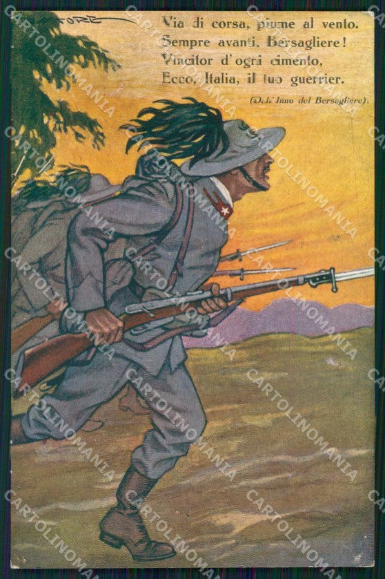 WW1 WWI Propaganda Bersaglieri Militari cartolina postcard XF8759 – fronte