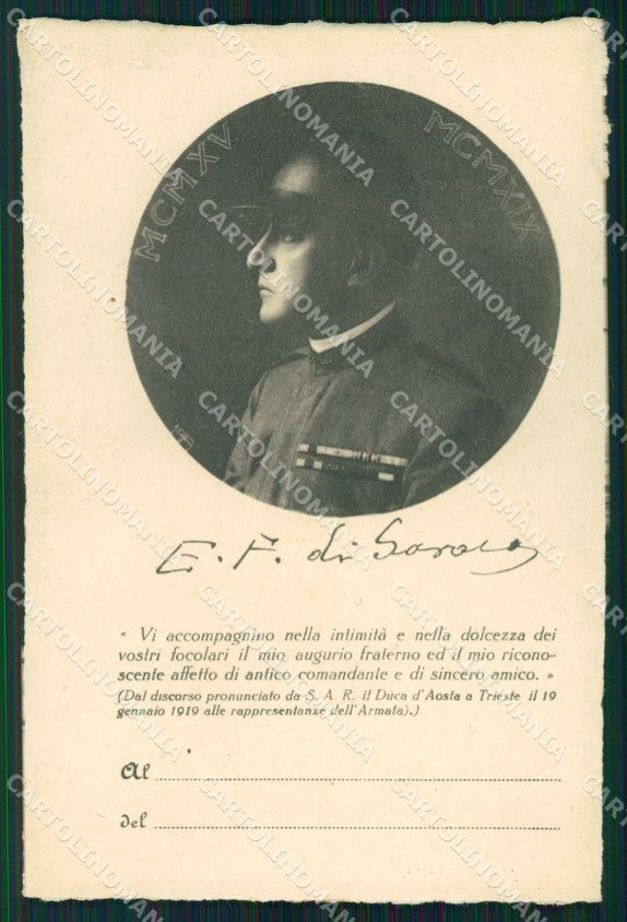 Militari Trieste Royalty Duca D'Aosta cartolina postcard XF8762 – fronte