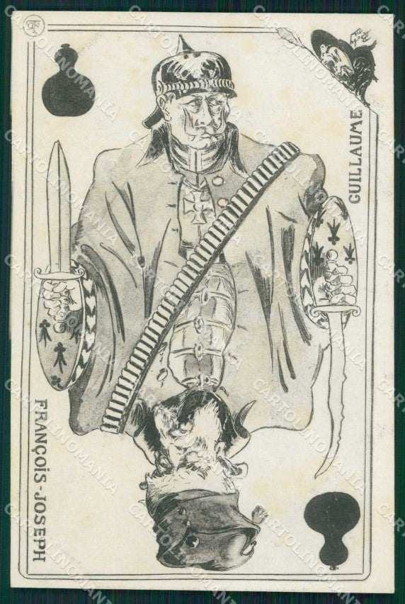 WWI WW1 Propaganda Humor Anti German Austrian Kaiser Playing Card cp XF8767 – fronte
